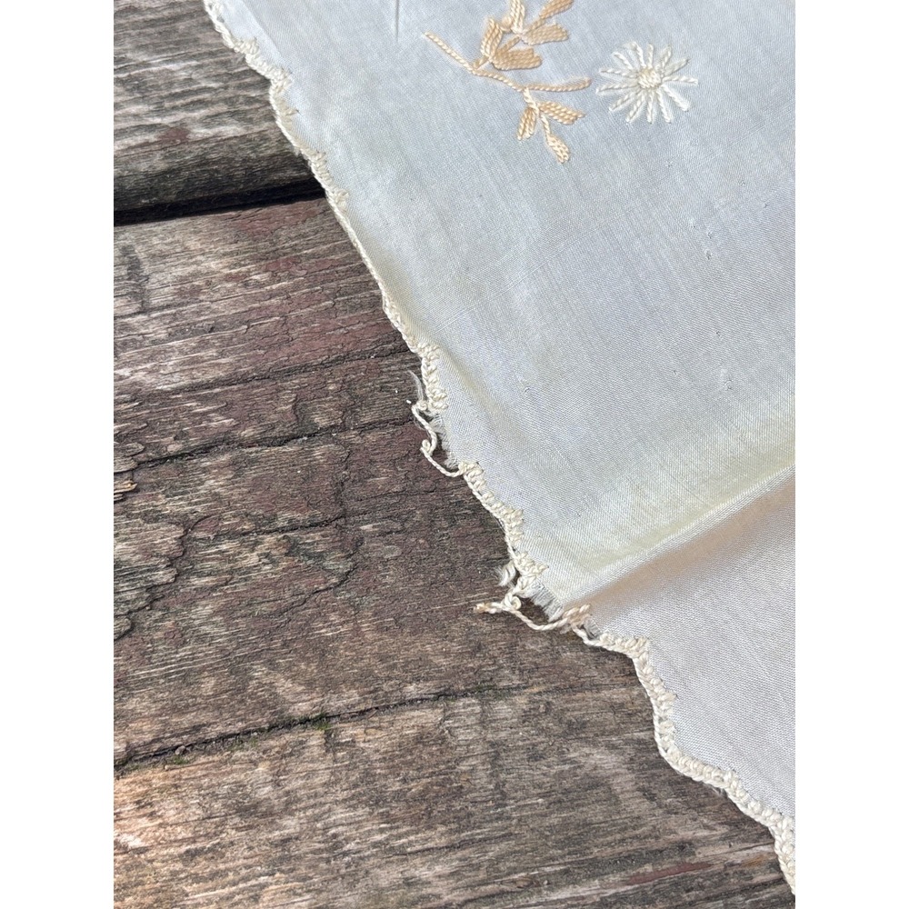 Vintage Victorian Embroidered Silk‎ Handkerchief With Floral Design - Picture 3 of 3